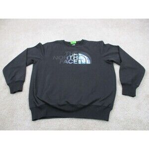 North Face Sweater Mens Medium Black Space Earth Logo Casual Fleece Sweatshirt